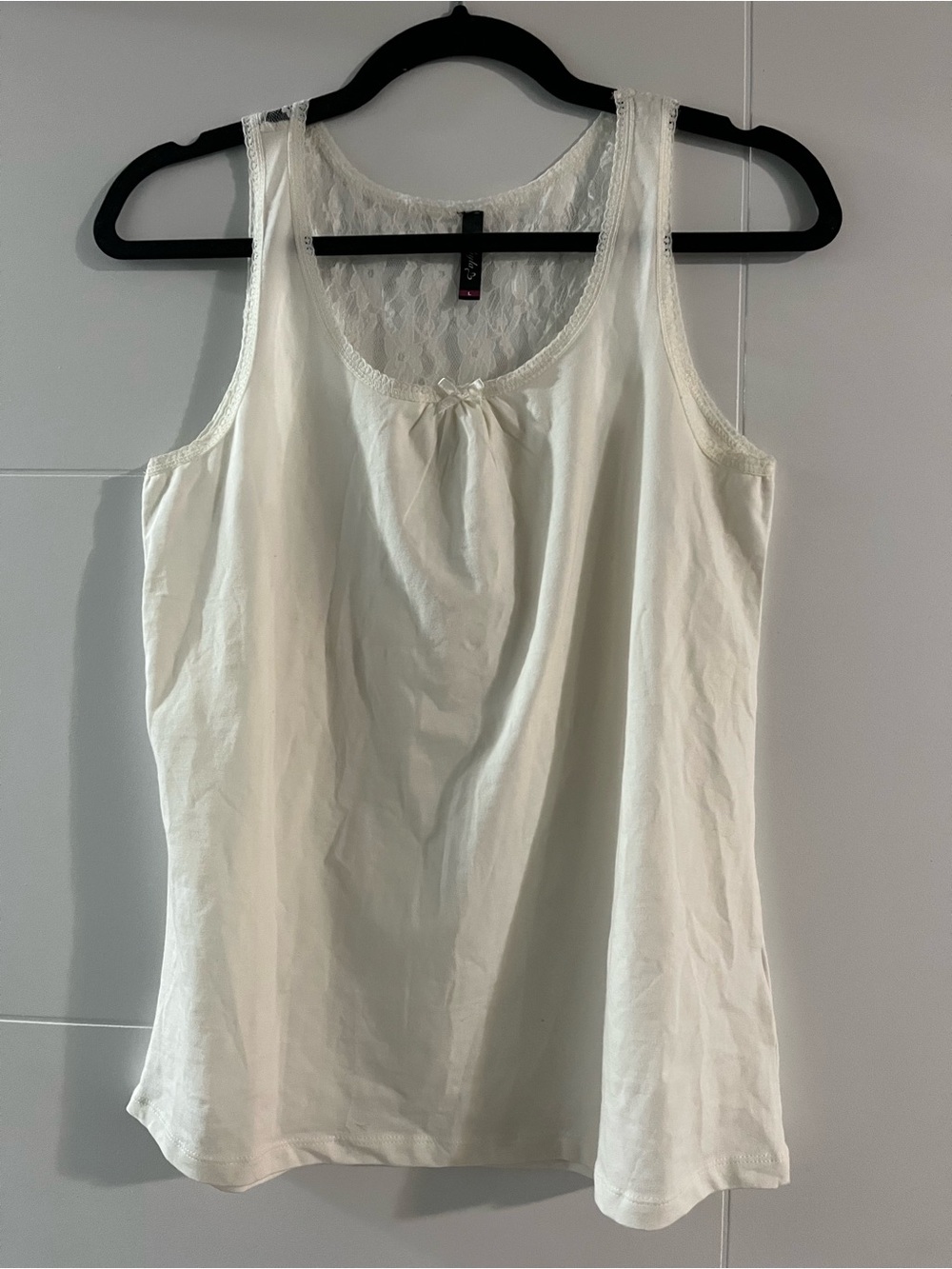 Cotton Cream Lace-Back Tank Top